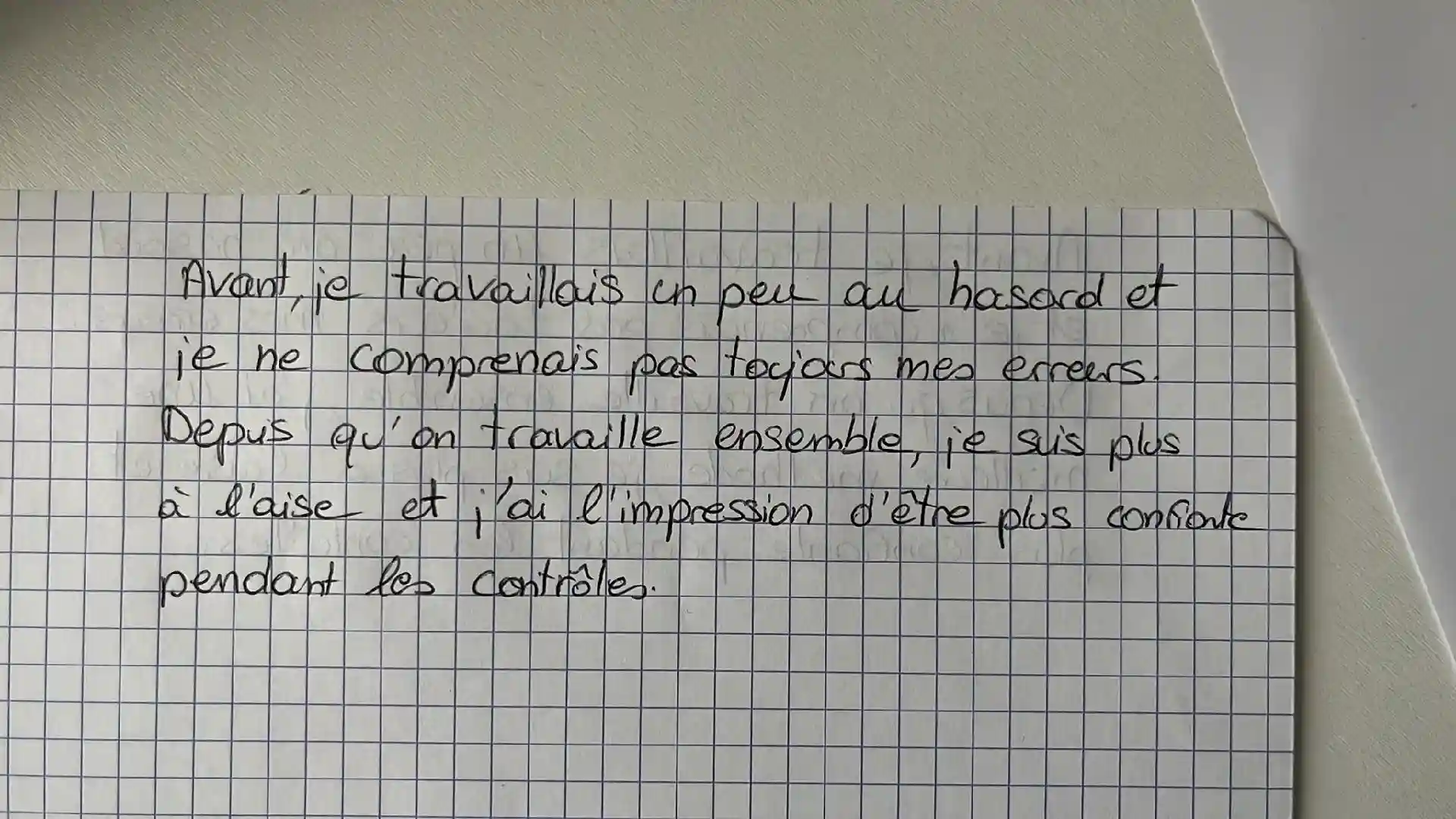 Témoignage manuscrit de Iris sur son stage de pré-rentrée maths Paris — Lycée Sainte-Ermebert à Saint Germain-en-laye