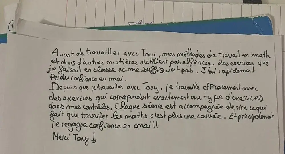 Témoignage manuscrit de Salomé sur son stage de maths à Paris — élève Ipesup Première
