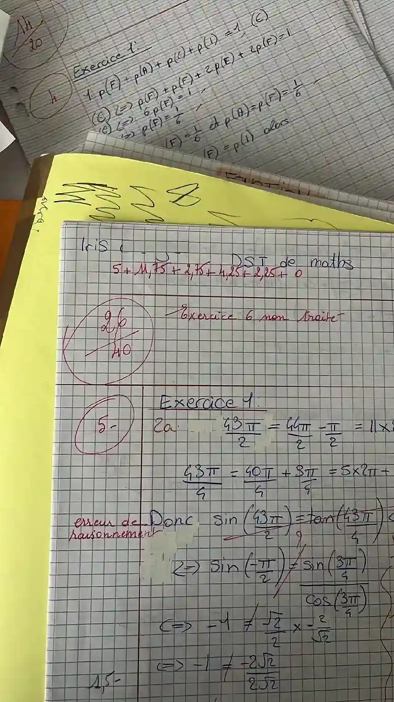 Copie de mathématiques de Iris — Première, Lycée Saint Erembert Versailles, contrôle 4