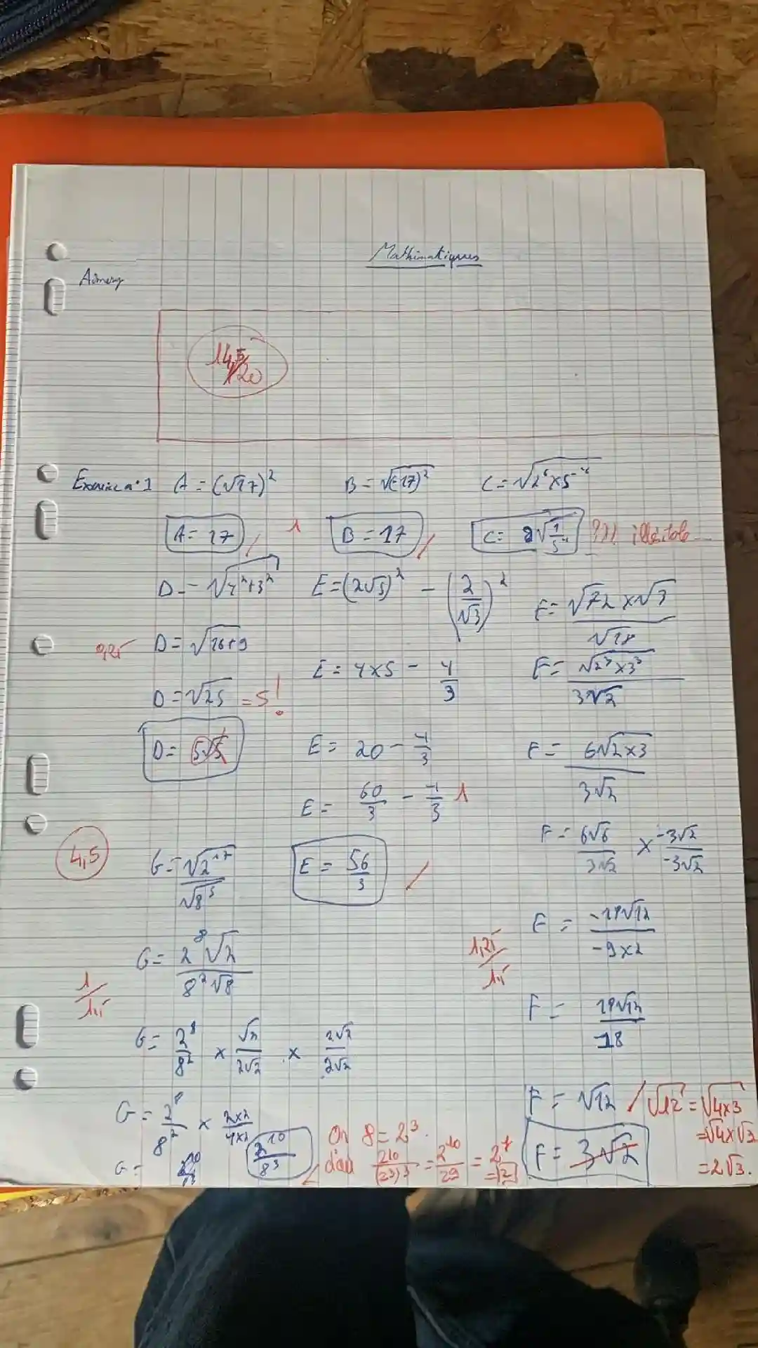 Copie d'un devoir d’élève après le stage pré-rentrée maths Seconde à Paris – méthode individualisée, groupe de 10 max